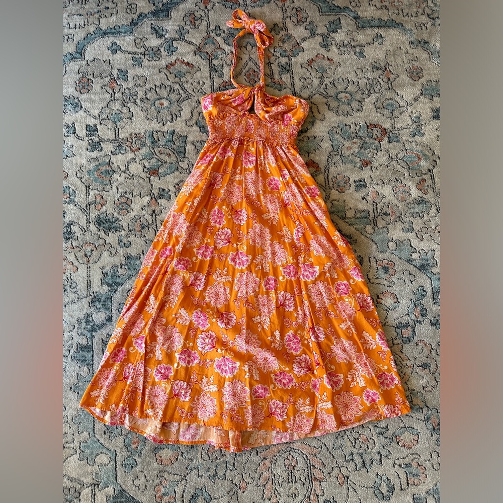 Orange halter dress with pockets